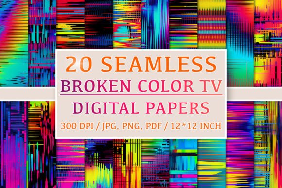 20 Seamless Broken Color TV Patterns for Creative Projects