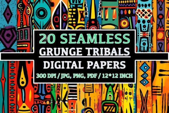 20 Seamless Grunge Tribal Patterns