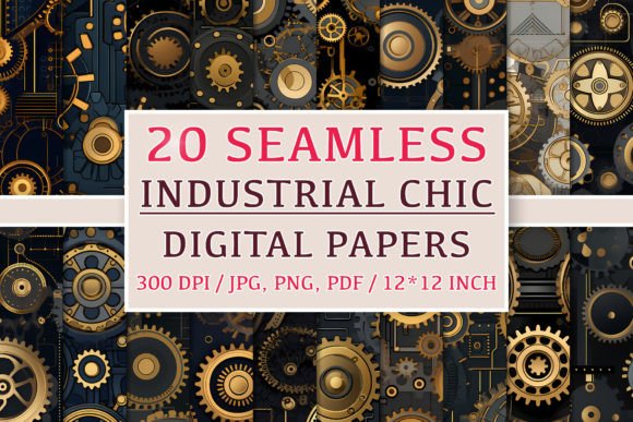 20 Seamless Industrial Chic Patterns for Creative Projects