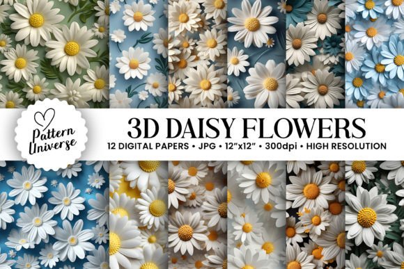 3D Daisy Flowers Seamless Patterns: A Versatile Design Resource for Crafters and Creators