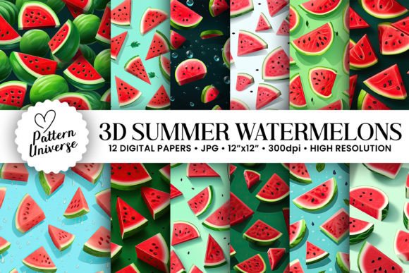 3D Watermelon Seamless Patterns for Creative Projects