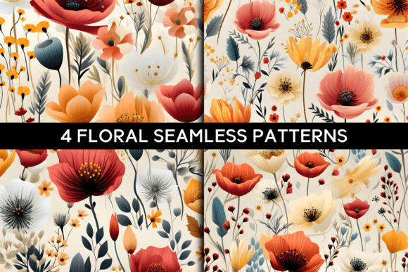 4 Floral Seamless Patterns for Creative Projects and Design Work