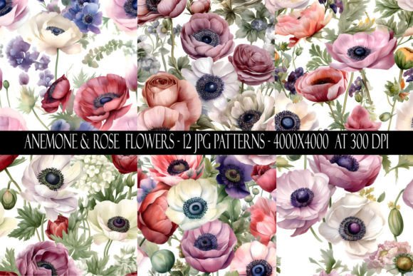 Anemone and Roses Seamless Patterns: A Versatile Design Resource for Creative Projects