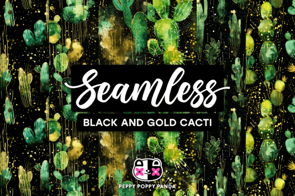 Black and Gold Cacti Seamless Patterns: Strategic Design for Creative and Business Applications