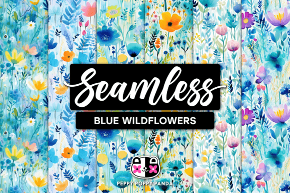 Blue Wildflowers Seamless Patterns