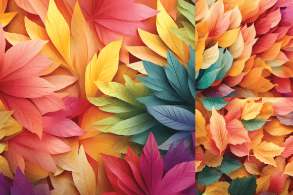 Colorful Autumn Fall Leaves Patterns: A Digital Art Collection for Creative Projects