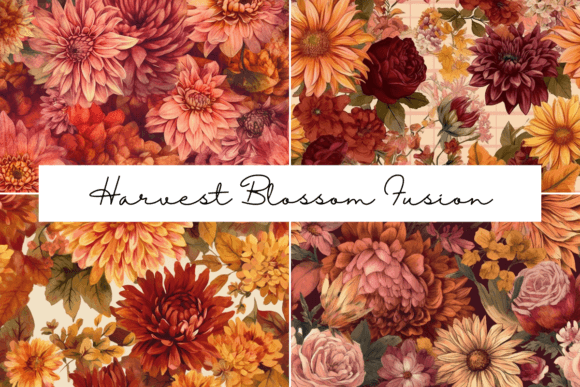 Harvest Blossom Fusion Seamless Patterns
