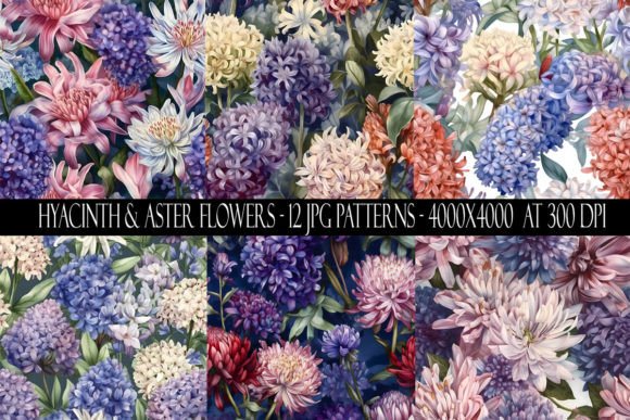 Hyacinth and Aster Flower Patterns: A Versatile Design Resource for Creative Professionals