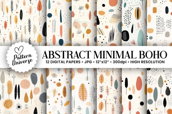 Minimal Abstract Boho Seamless Patterns: A Modern Design Essential for Creative Projects