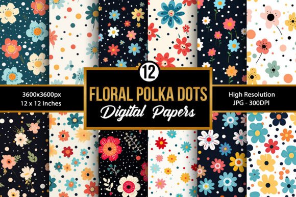 Polka Dots Flowers Seamless Patterns