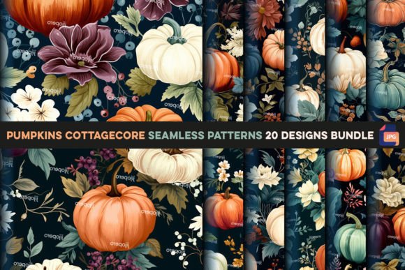 Pumpkins Cottagecore Seamless Patterns