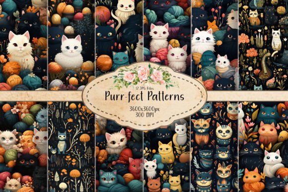 Seamless Patterns of Whiskers Wool: A Unique Design for Cat Lovers