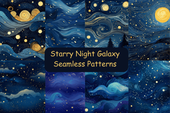 Starry Night Galaxy Seamless Patterns