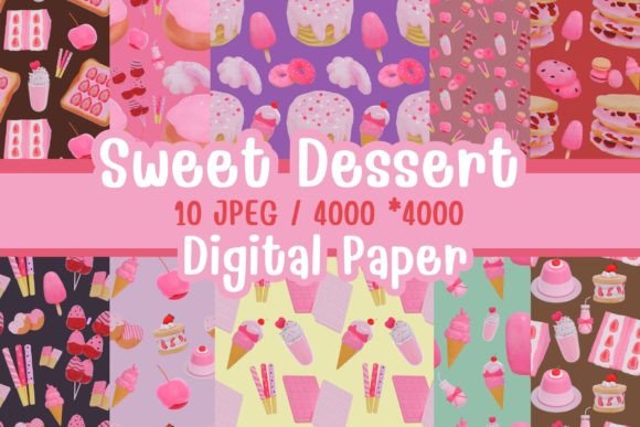 Sweet Dessert Digital Paper Patterns