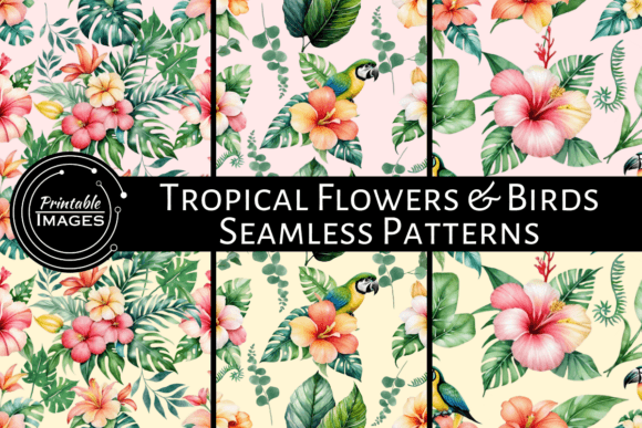 Tropical Flowers Birds Patterns: A Versatile Design Resource for Creative Projects