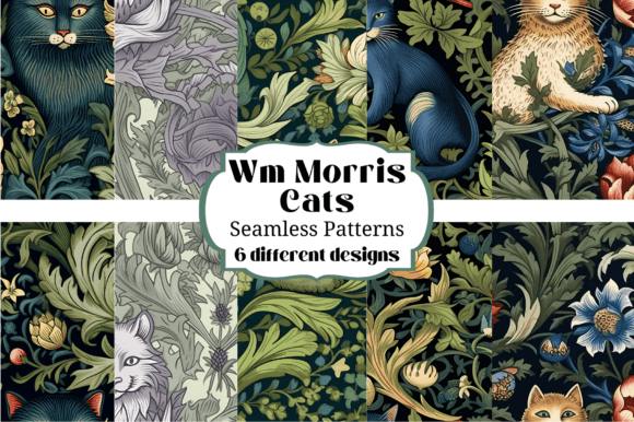 Wm Morris Cat Floral Seamless Patterns